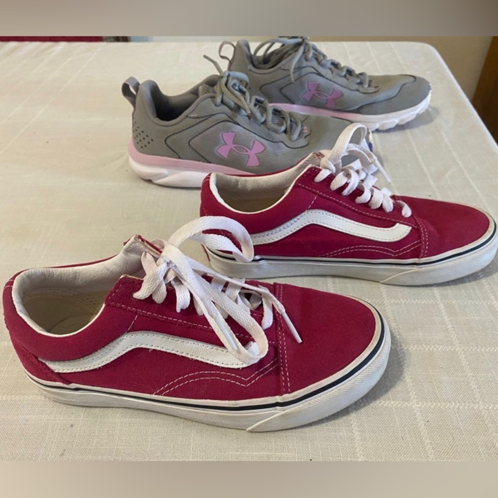 2 pairs of size 5 shoes/ VANS & under armour